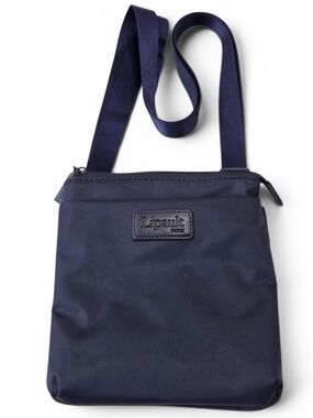Lipault Paris Navy Blue Plume Flat Nylon Crossbody Bag
